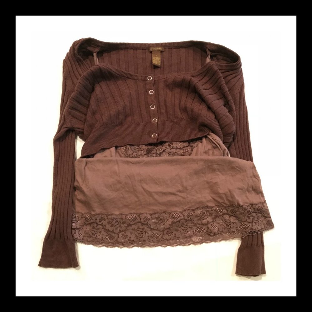 Inner Shell Spaghetti Top w/ Attached Sweater